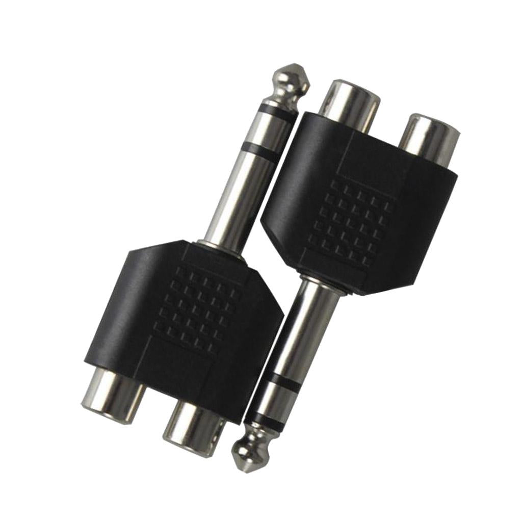 2 Pieces Stereo Audio Cable Converter Adapter 1 Male to 2 Female Silver