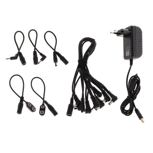 9V DC 2A Guitar Effect Power Supply Adapter with 8 Way Daisy Chain Cable