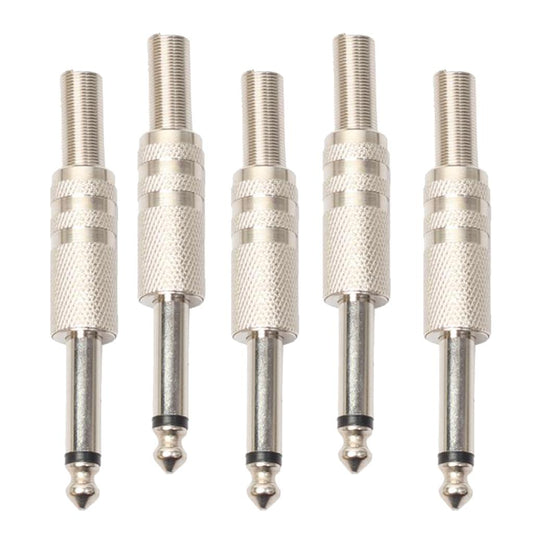 Durable 5pcs Alloy Monaural 6.35mm TRS Adapters for Microphone Electric Guitar Parts