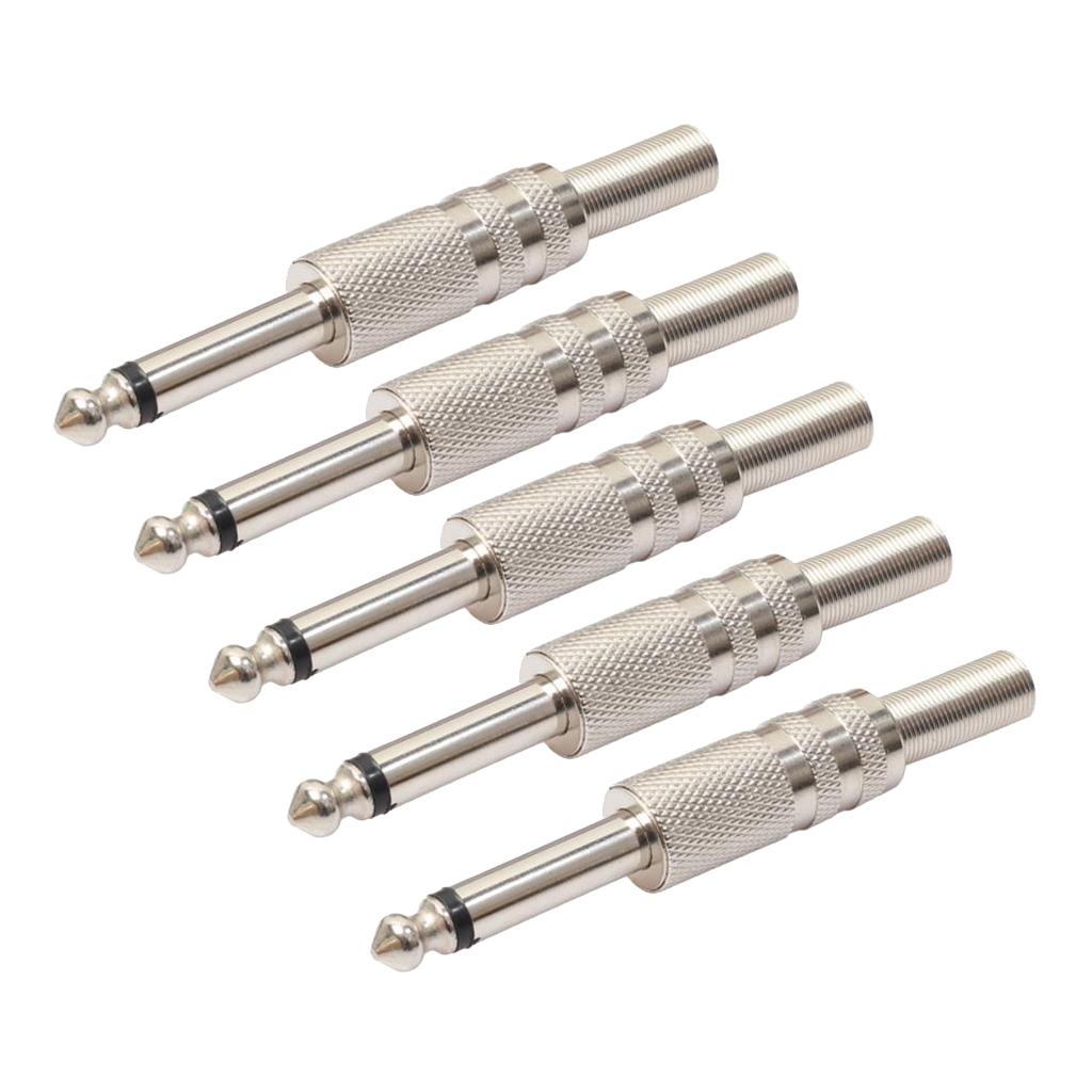 Durable 5pcs Alloy Monaural 6.35mm TRS Adapters for Microphone Electric Guitar Parts