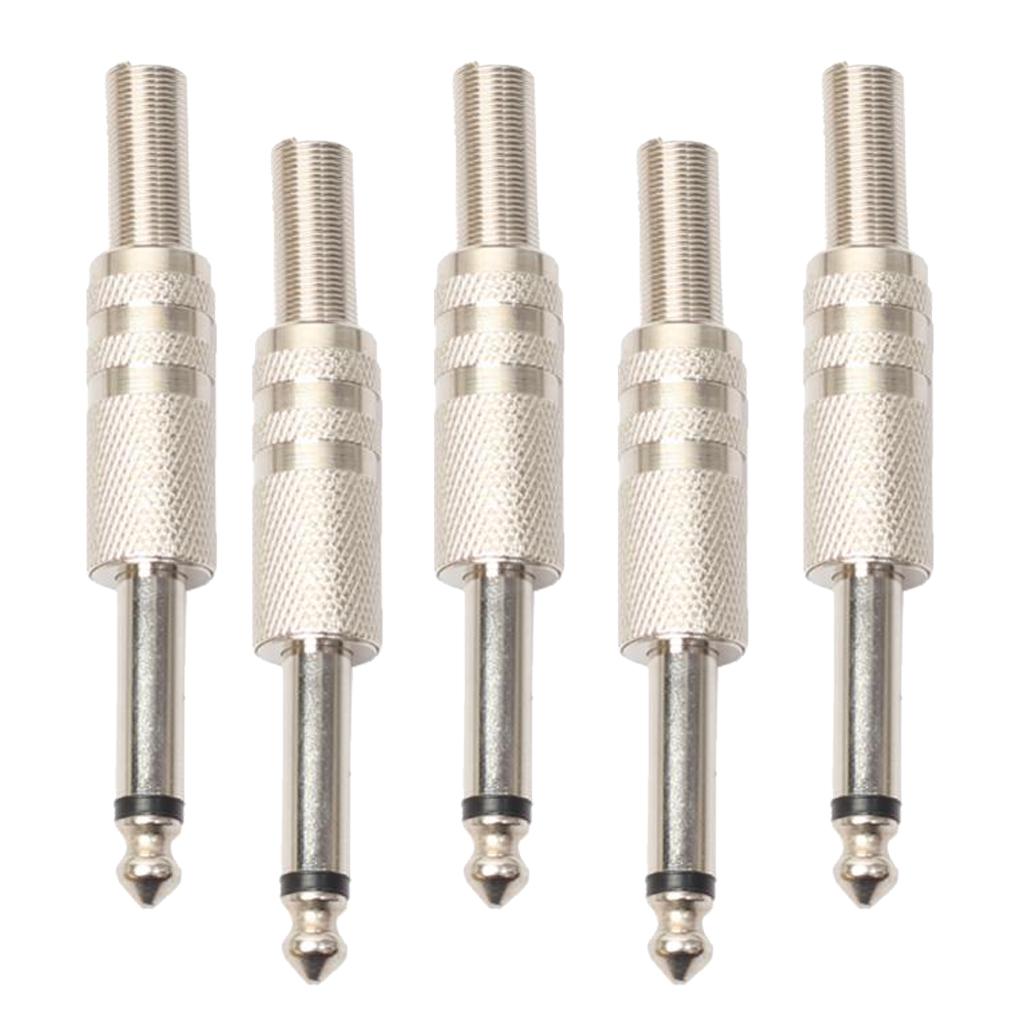 Durable 5pcs Alloy Monaural 6.35mm TRS Adapters for Microphone Electric Guitar Parts