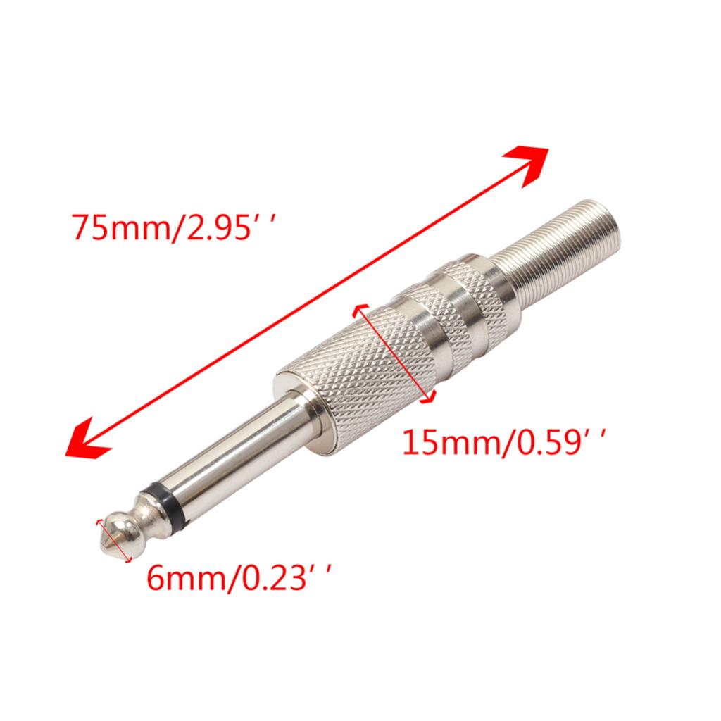 10 Pcs Mono Jack Adapter Connector Musical Instrument Parts for Cable Silver