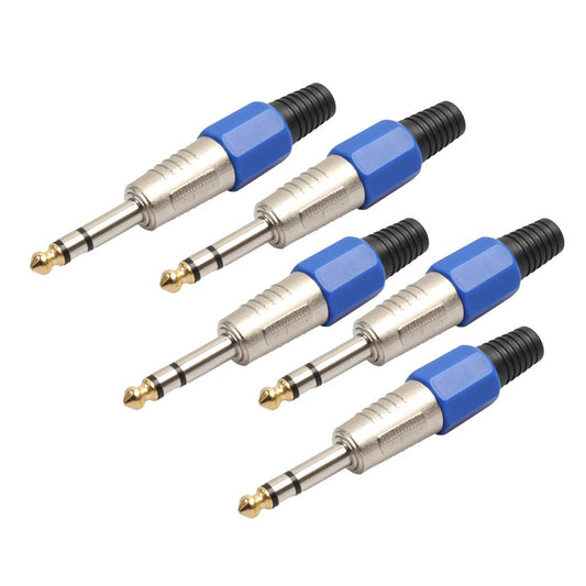 Durable 5x Alloy 6.35mm TRS Stereo Audio Adapters for Microphone Electric Guitar