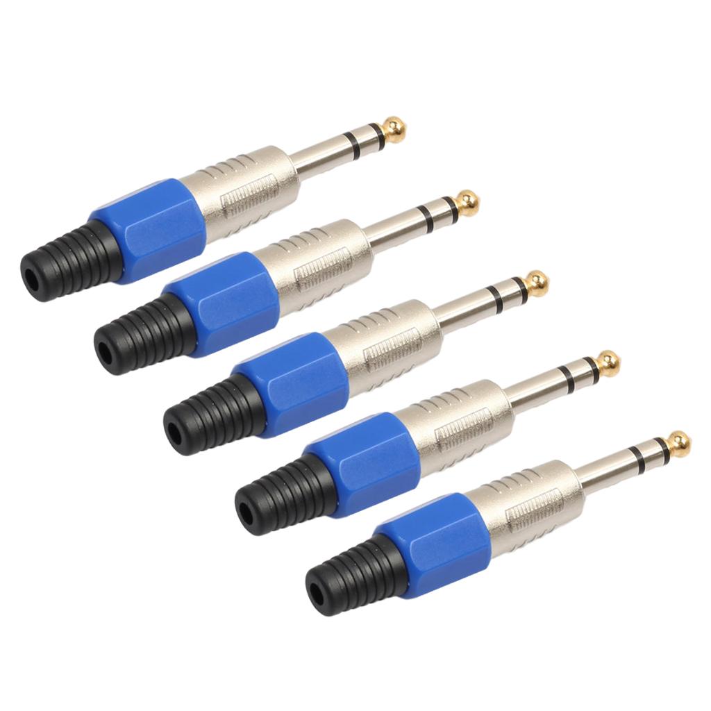 Durable 5x Alloy 6.35mm TRS Stereo Audio Adapters for Microphone Electric Guitar