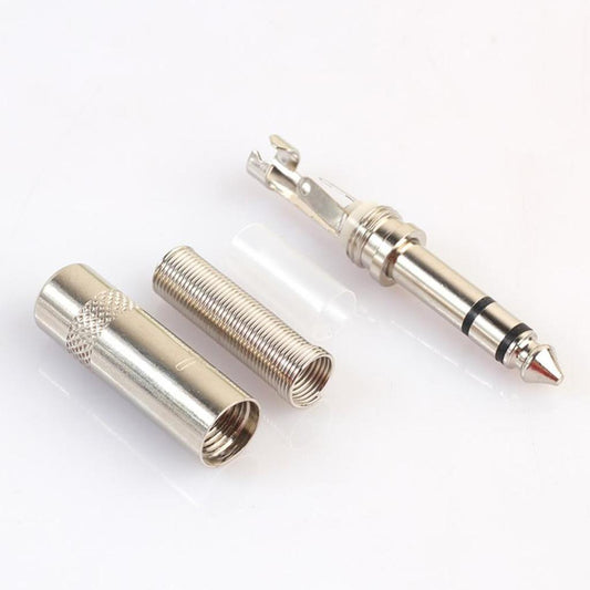 5pcs 6.35mm 1/4'' Male to Female Stereo Jack Microphone Audio Cable Connector Silver