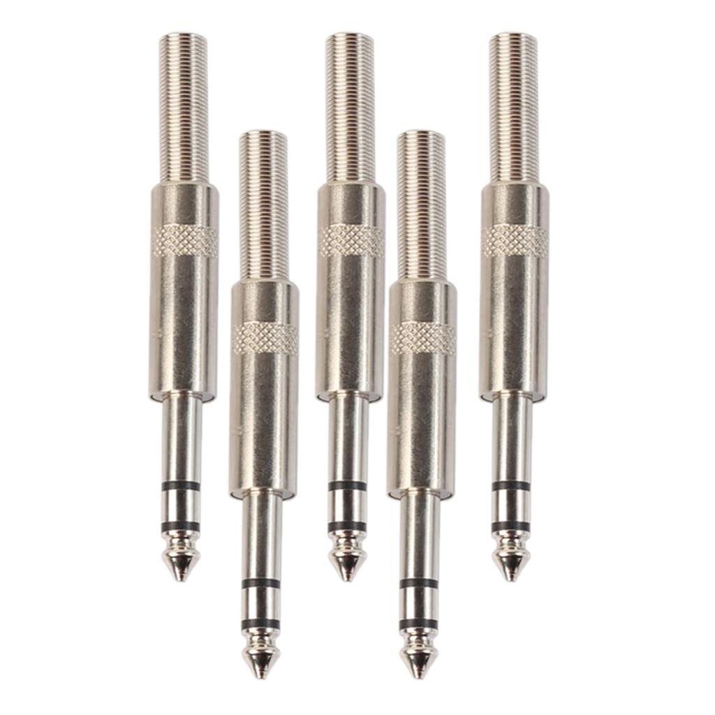 5pcs 6.35mm 1/4'' Male to Female Stereo Jack Microphone Audio Cable Connector Silver