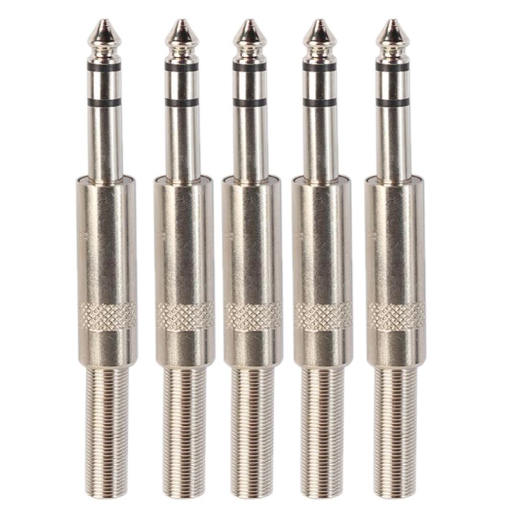 5pcs 6.35mm 1/4'' Male to Female Stereo Jack Microphone Audio Cable Connector Silver