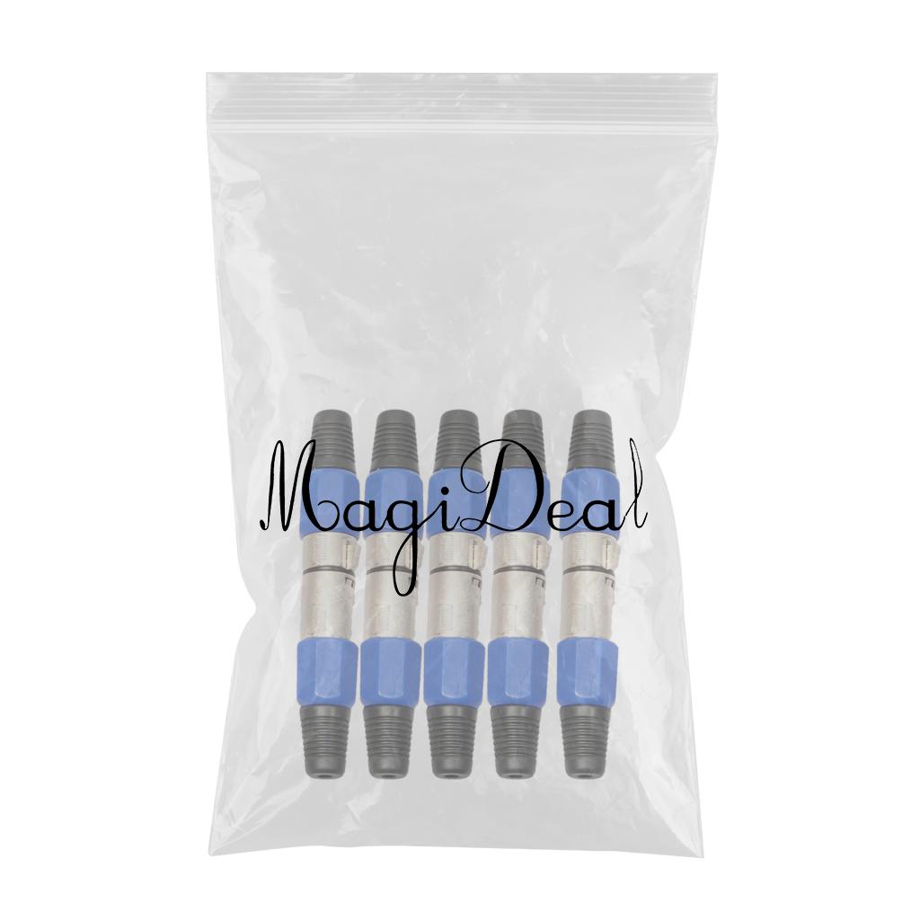 5 Pcs Audio Connector Adapter XLR 3Pin Female MIC Jack Plug for Microphone