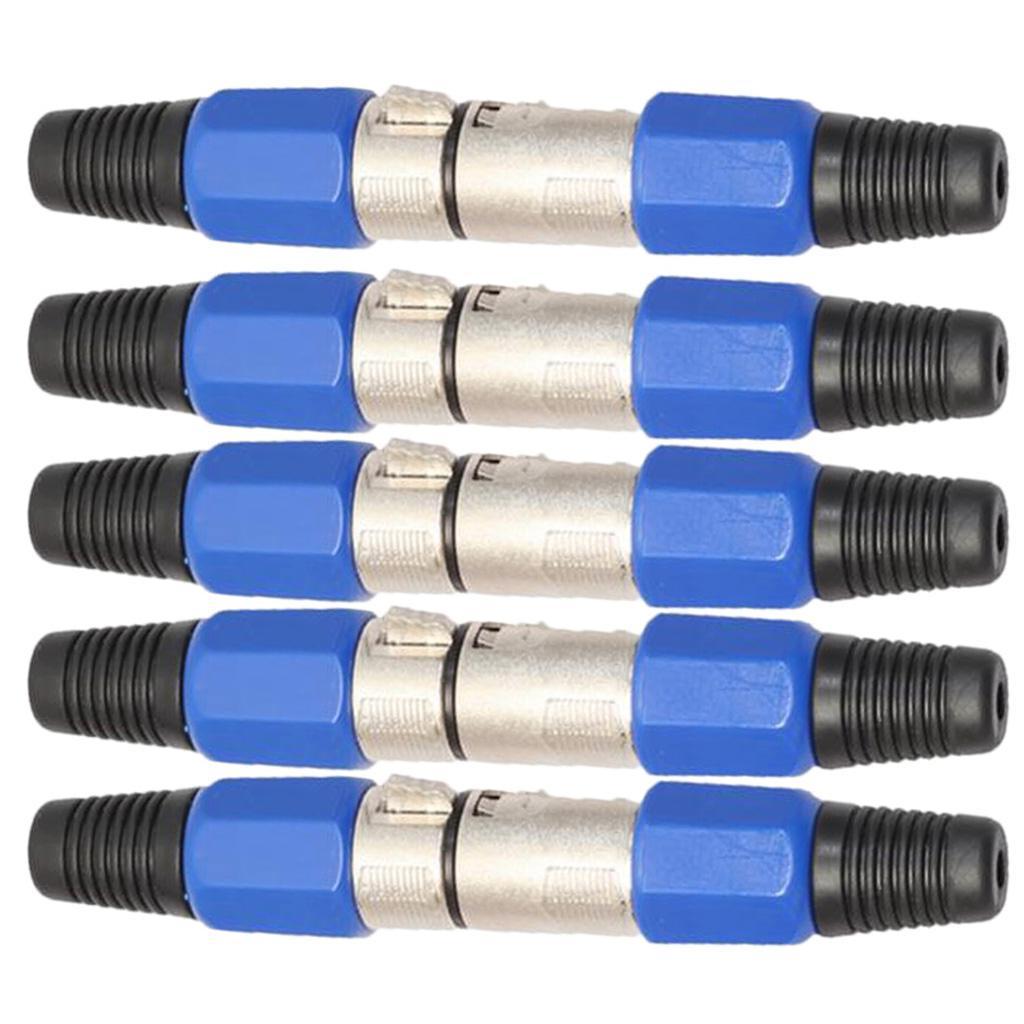 5 Pcs Audio Connector Adapter XLR 3Pin Female MIC Jack Plug for Microphone