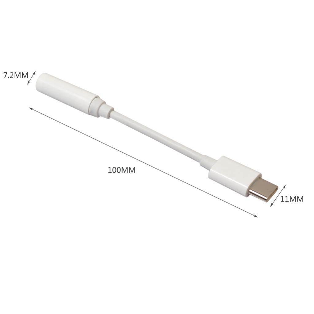 Type-C to 3.5mm Earphone Cable Adapter usb Audio Female Jack White