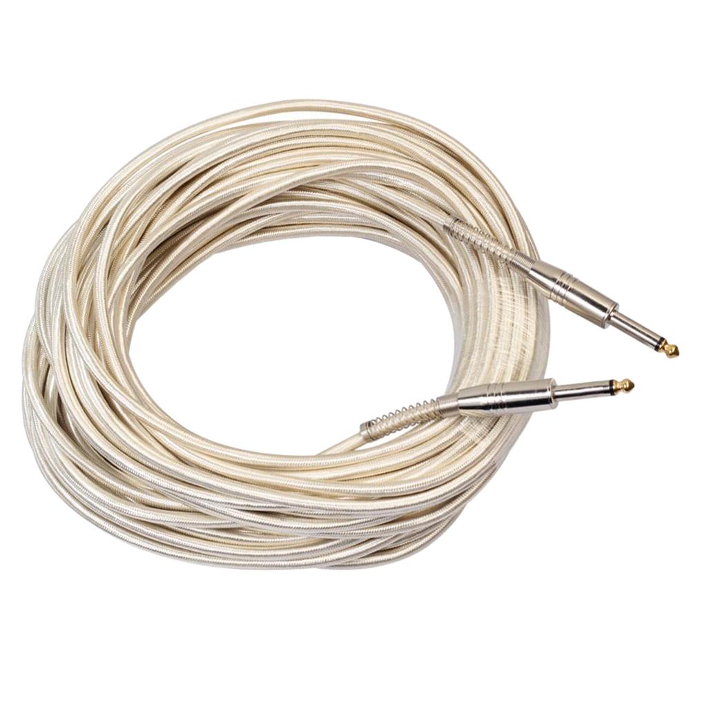 Braided 1/4'' Jack 6.35mm Mono Male to Male Audio Cable Cord Wire 20m