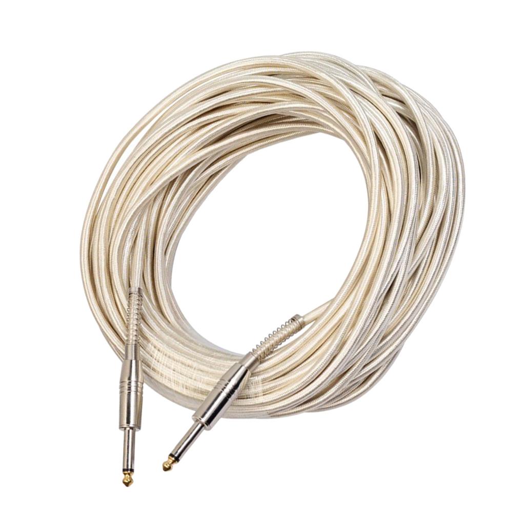 Braided 1/4'' Jack 6.35mm Mono Male to Male Audio Cable Cord Wire 20m