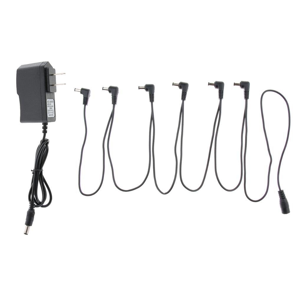 1 to 6 Way Guitar Effect Pedals Power Supply Cable Right Angle Round Jacks
