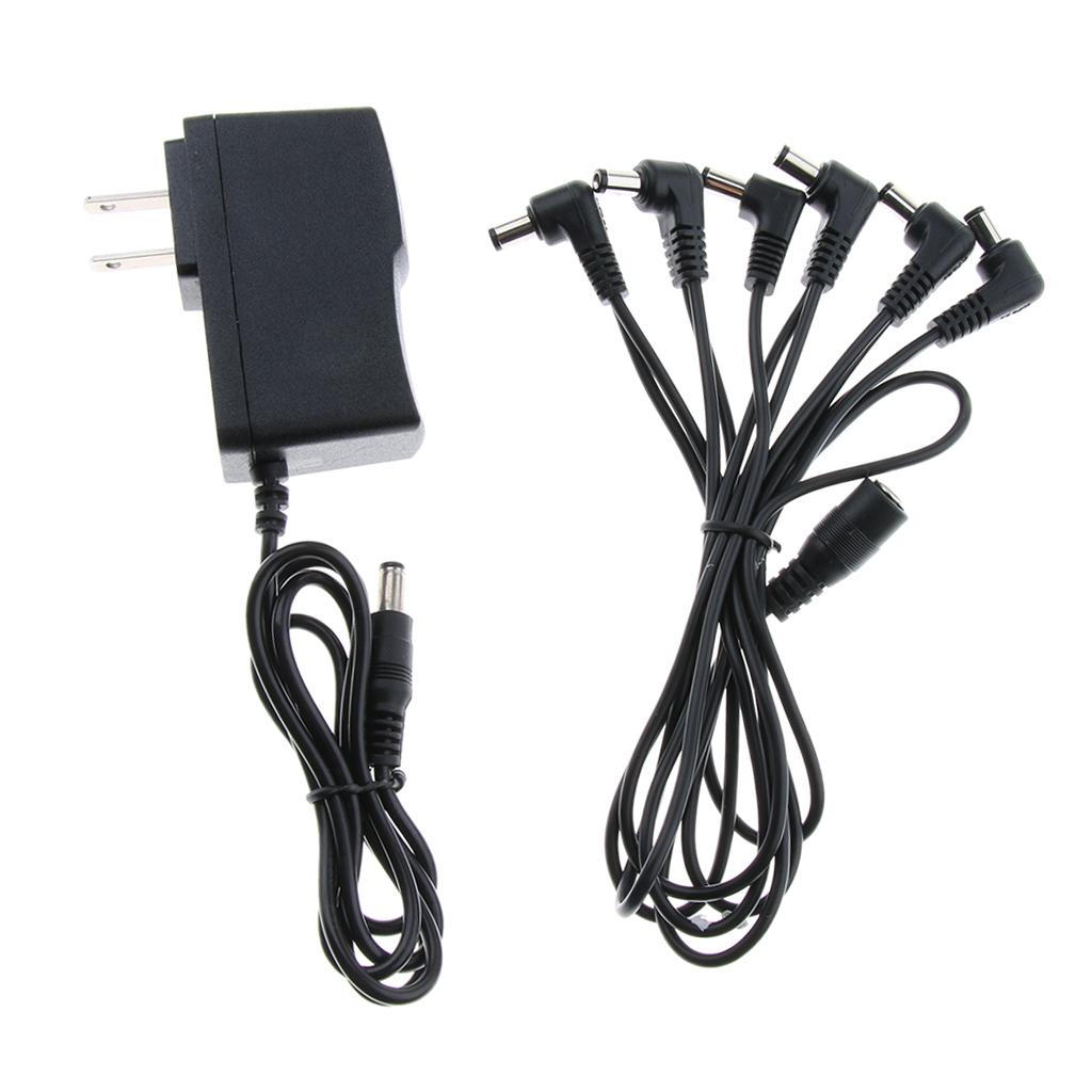 1 to 6 Way Guitar Effect Pedals Power Supply Cable Right Angle Round Jacks