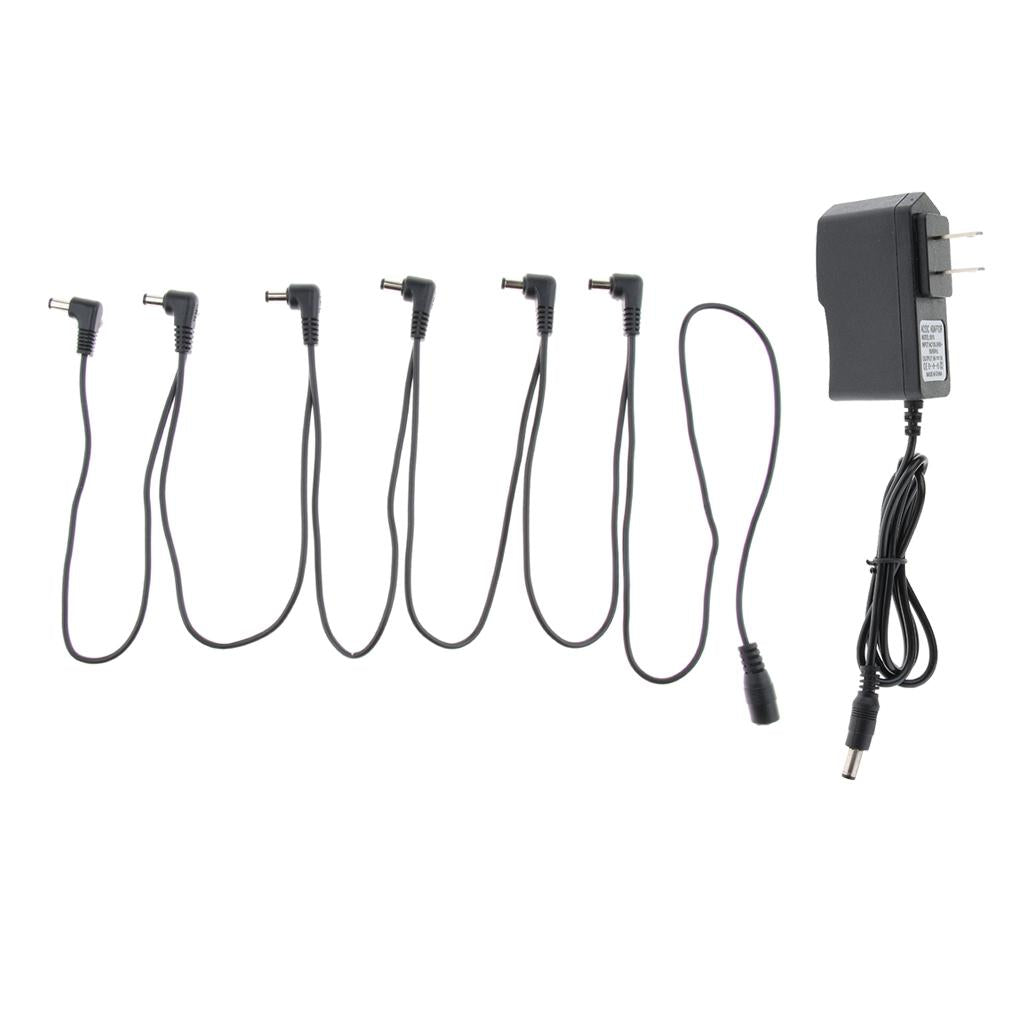 1 to 6 Way Guitar Effect Pedals Power Supply Cable Right Angle Round Jacks