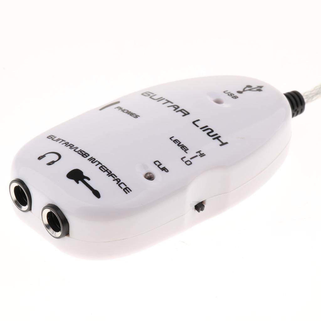 Guitar to USB Interface Link Audio Cable for PC Laptop Recording White
