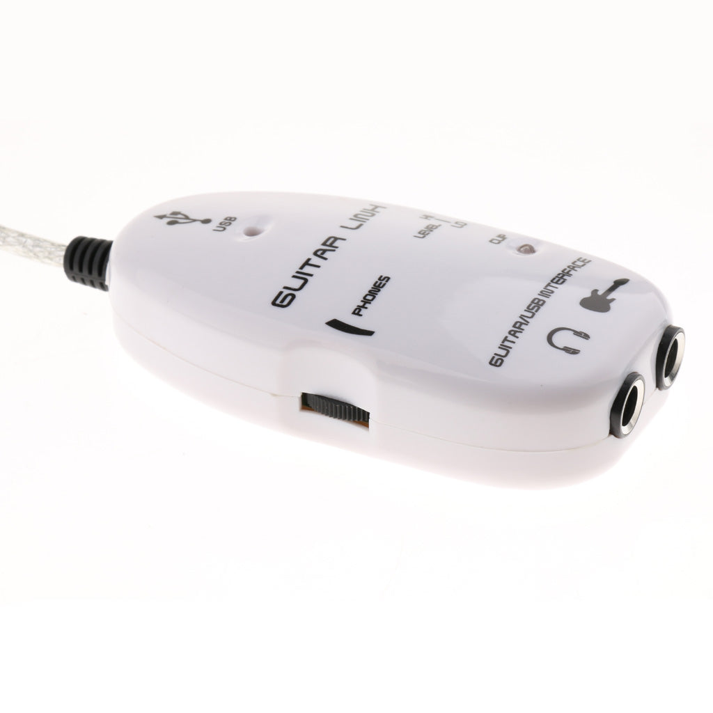 Guitar to USB Interface Link Audio Cable for PC Laptop Recording White