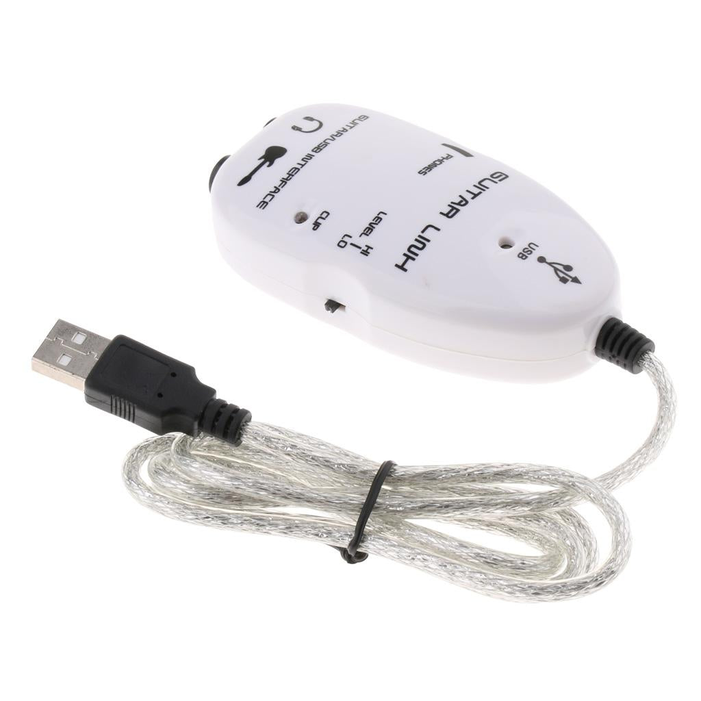 Guitar to USB Interface Link Audio Cable for PC Laptop Recording White