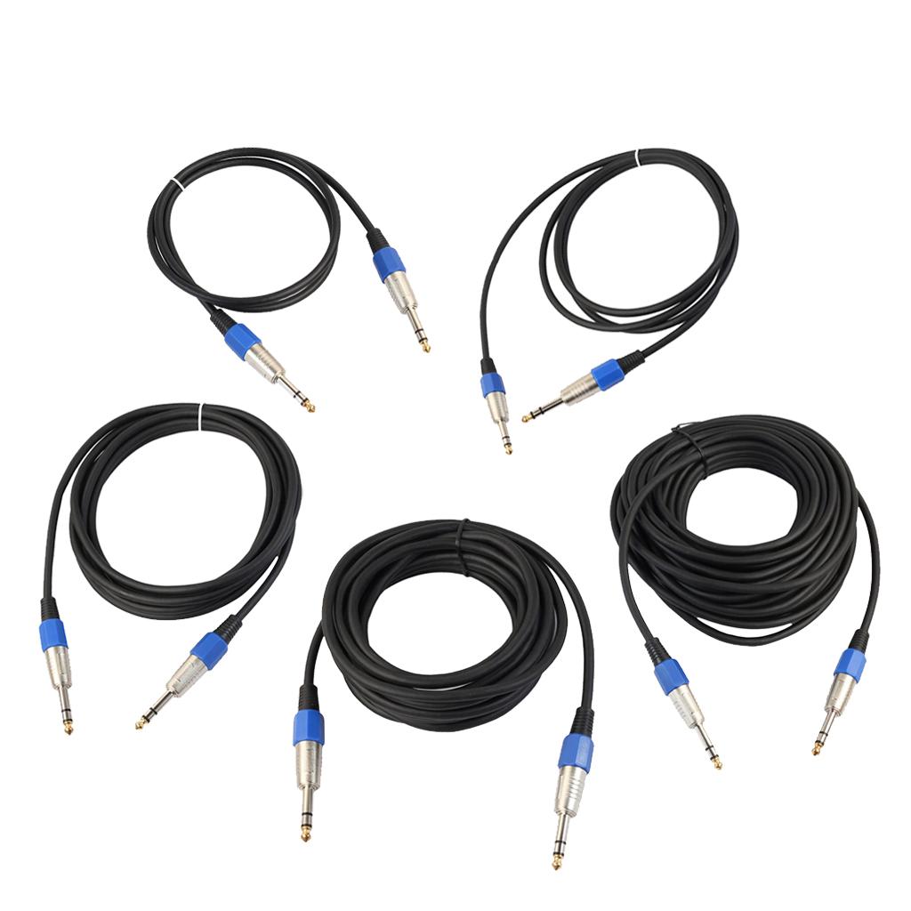 Stereo 6.35mm Electric Guitar Bass Cable Amp Cord for Home Theatre KTV 1m