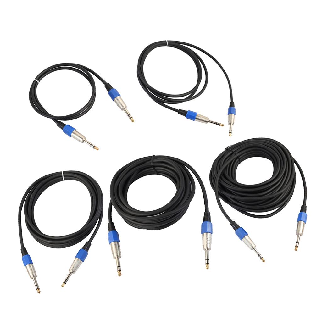 Stereo 6.35mm Electric Guitar Bass Cable Amp Cord for Home Theatre KTV 1m