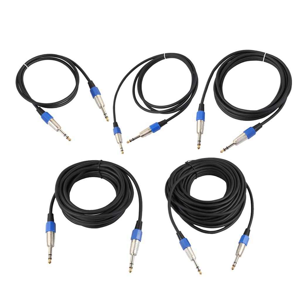 Stereo 6.35mm Electric Guitar Bass Cable Amp Cord for Home Theatre KTV 1m