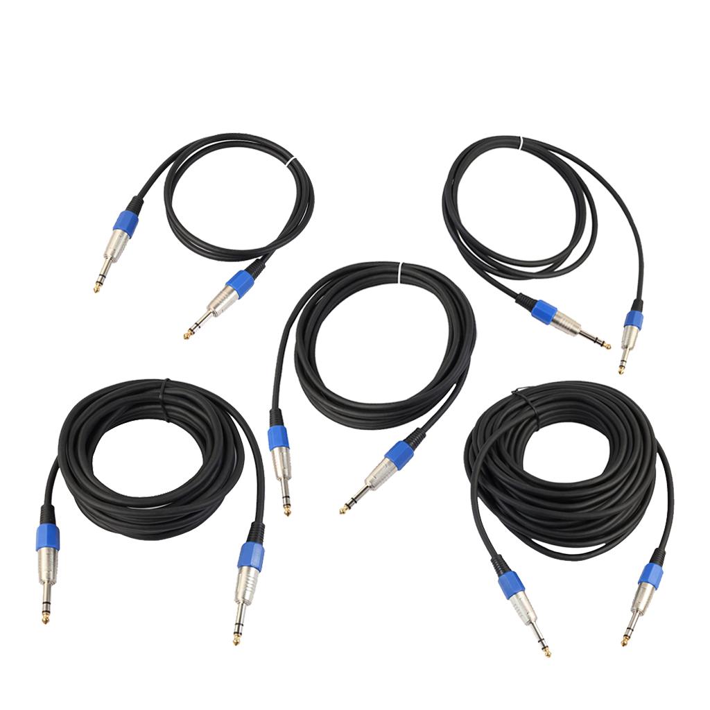 Stereo 6.35mm Electric Guitar Bass Cable Amp Cord for Home Theatre KTV 1m