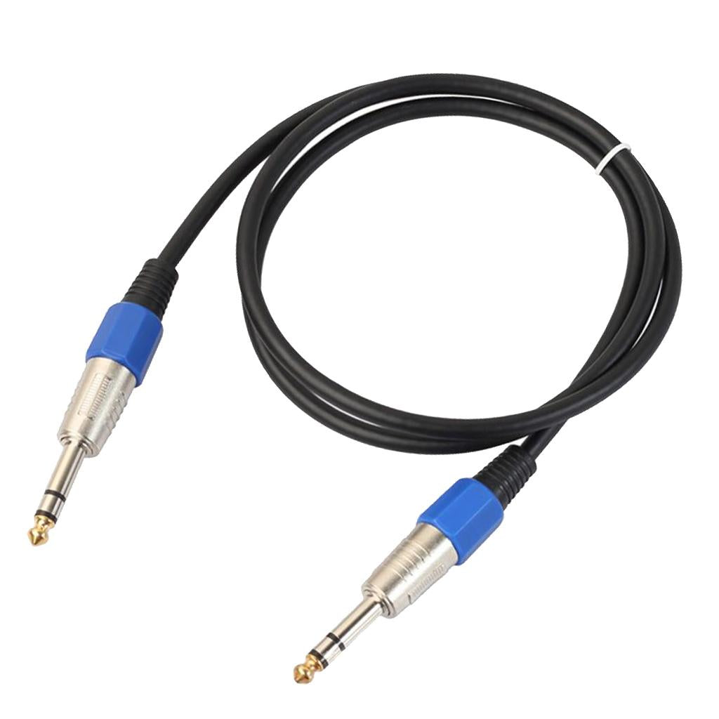 Stereo 6.35mm Electric Guitar Bass Cable Amp Cord for Home Theatre KTV 1m