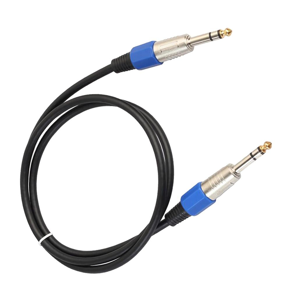 Stereo 6.35mm Electric Guitar Bass Cable Amp Cord for Home Theatre KTV 1m