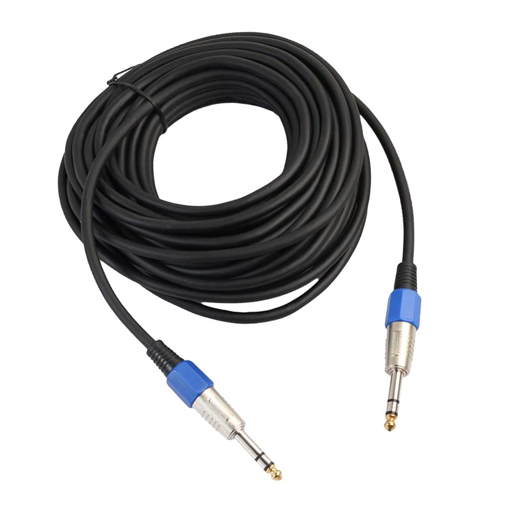 Stereo 6.35mm Electric Guitar Bass Cable Amp Cord for Home Theatre KTV 20m
