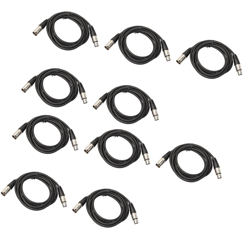 10 Pieces 3 Pin XLR Male To XLR Female Cables Microphone Audio Cable 10 Feet