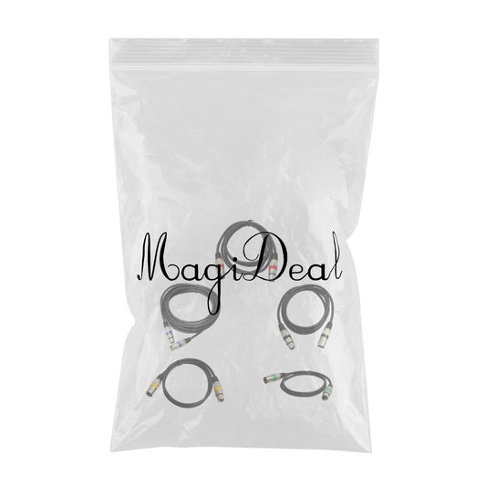 5 Pieces Audio XLR M/F Cable Cord with Zinc Alloy Plug for Stage Light Amp