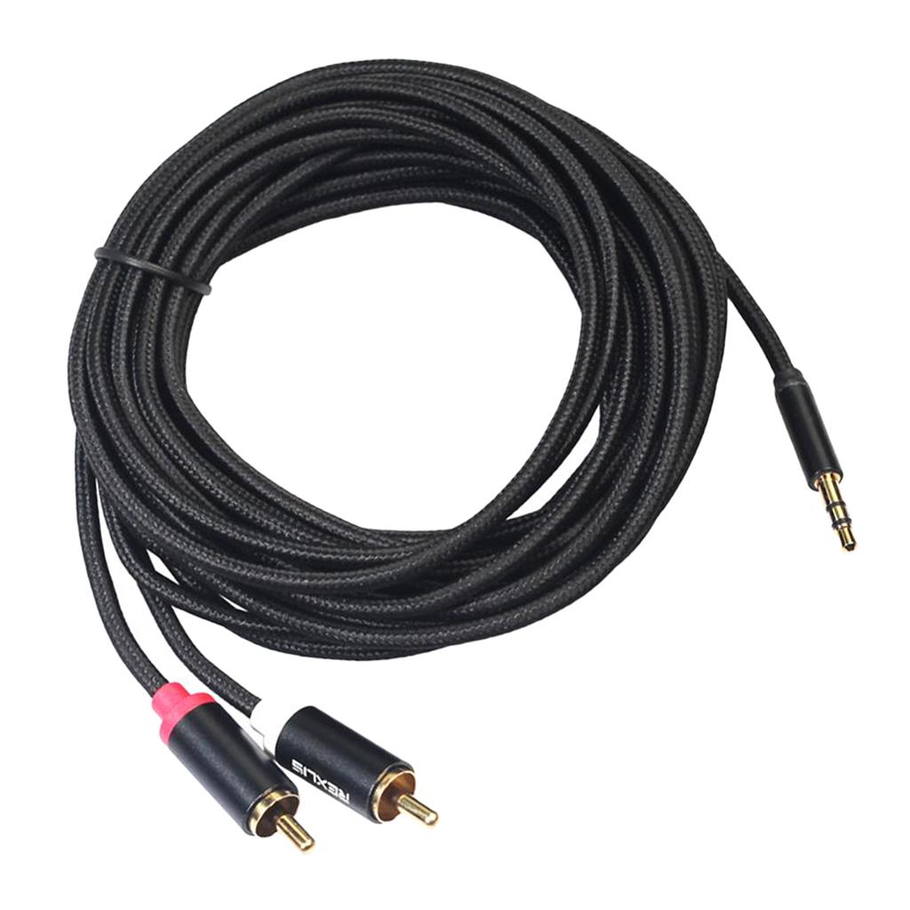 Stereo Audio Cable Wire Cord 3.5mm to 2 RCA Male Y Splitter Cable 1000cm