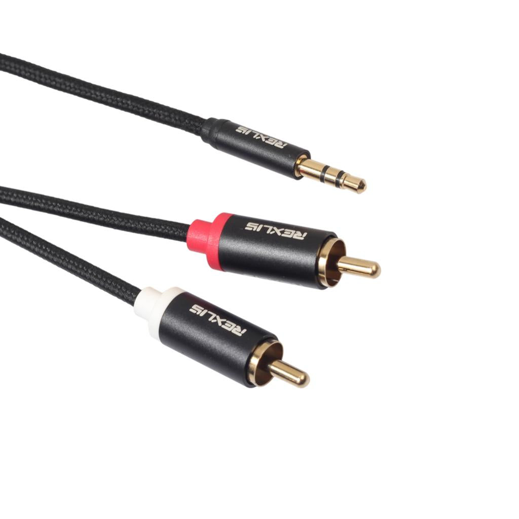 Stereo Audio Cable Wire Cord 3.5mm to 2 RCA Male Y Splitter Cable 1000cm