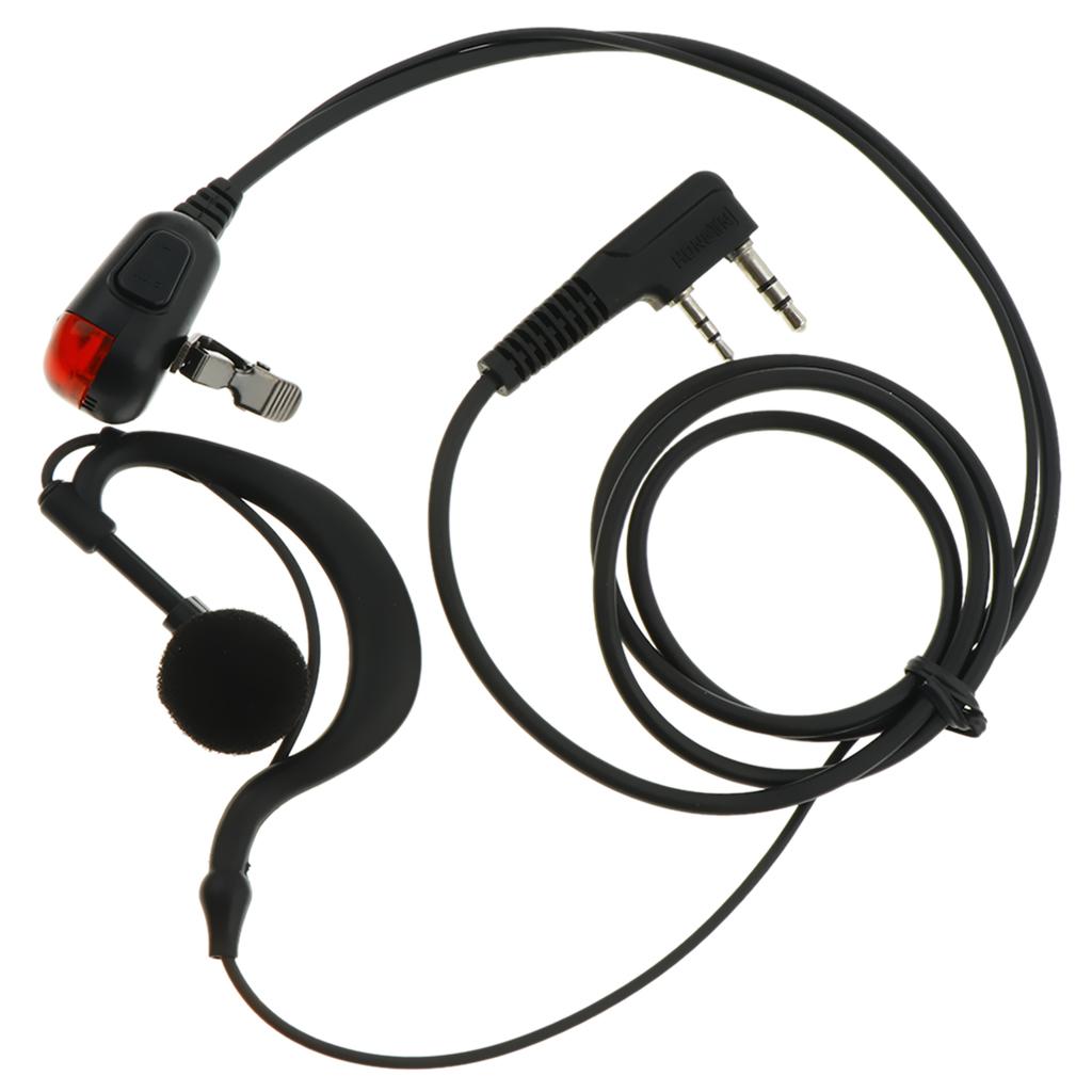 Durable 2 Pins Two Way Earhook Earphone Headset PTT Clip-on Condenser Microphone
