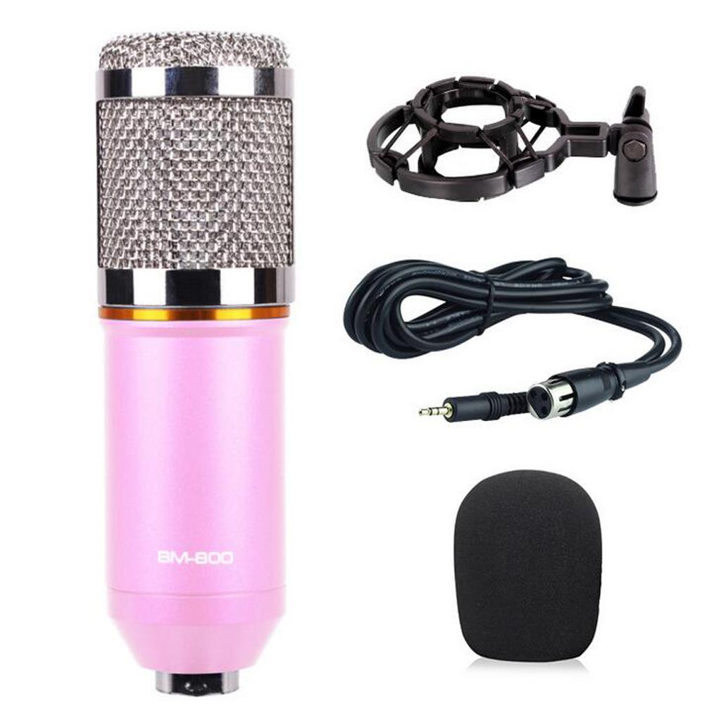 Wired Microphone Handheld Microphone for KTV With Round Circle -Pink