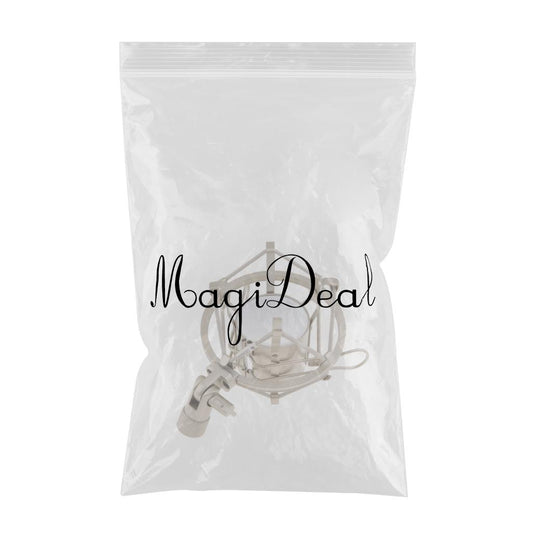 Stainless Steel Microphone  Anti-Vibration Shock Mount  Silver White-4.5cm