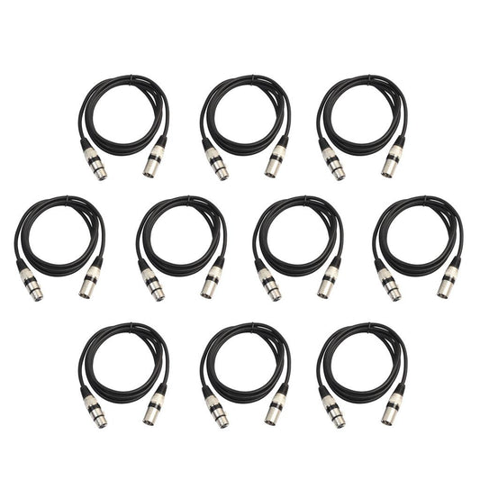 10 Pieces 3 Pin DMX Signal Cable Wire XLR Male to Female Cable Balanced Snake Cord for Stage Lights, Disc Players