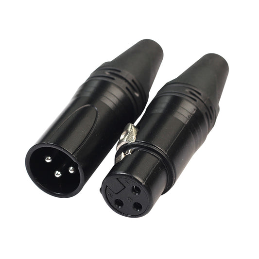 3 Pin XLR Connectors Male and Female Microphone Mic Cable Adapter Black
