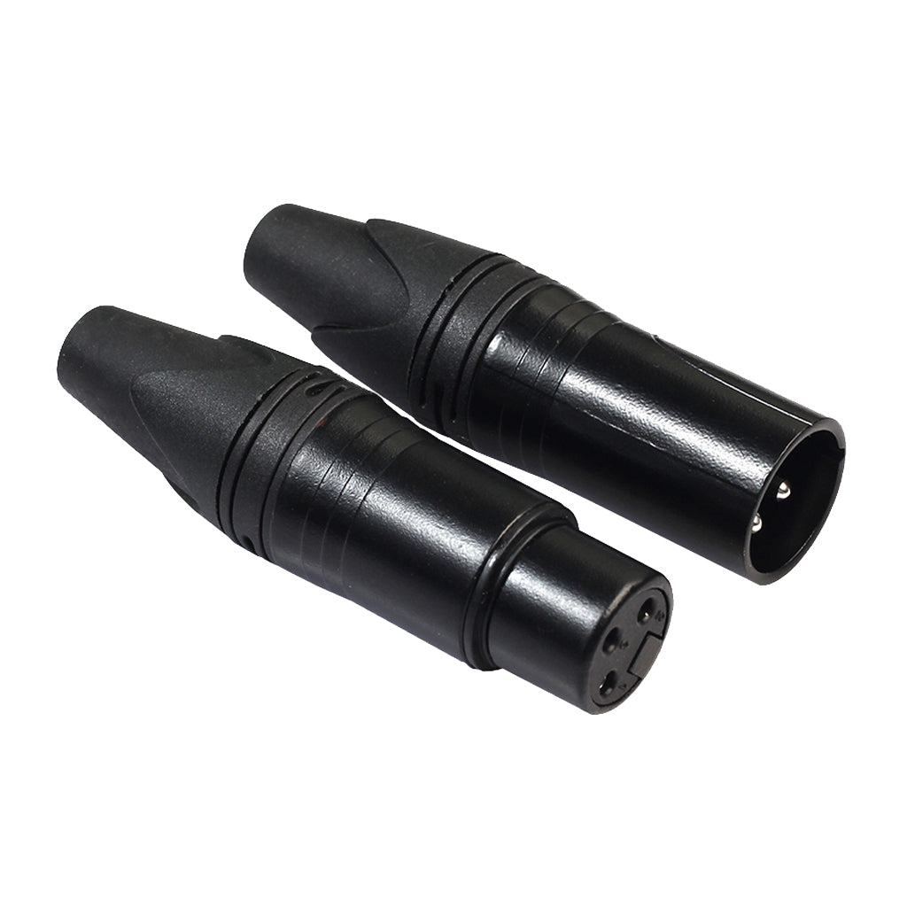 3 Pin XLR Connectors Male and Female Microphone Mic Cable Adapter Black