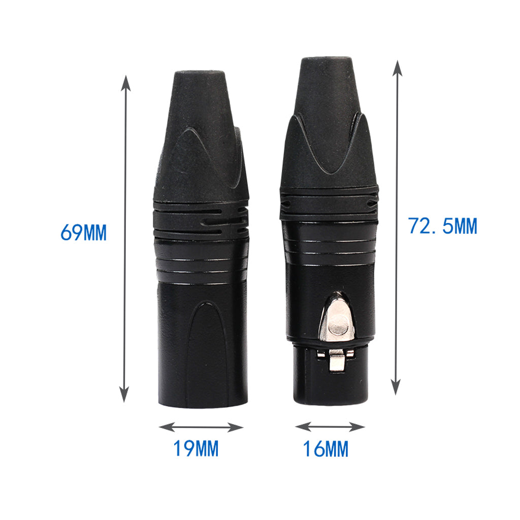 3 Pin XLR Connectors Male and Female Microphone Mic Cable Adapter Black