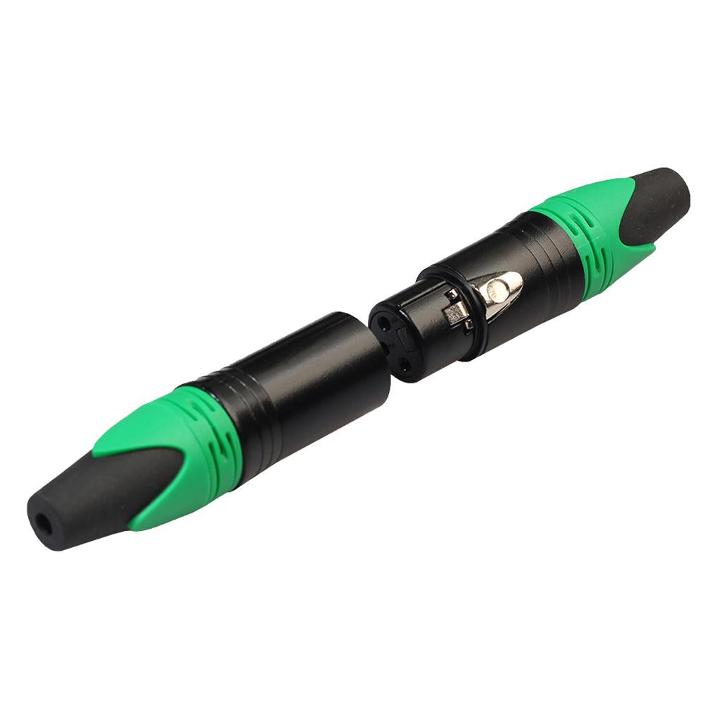 3 Pin XLR Connectors Male and Female Microphone Mic Cable Adapter Green
