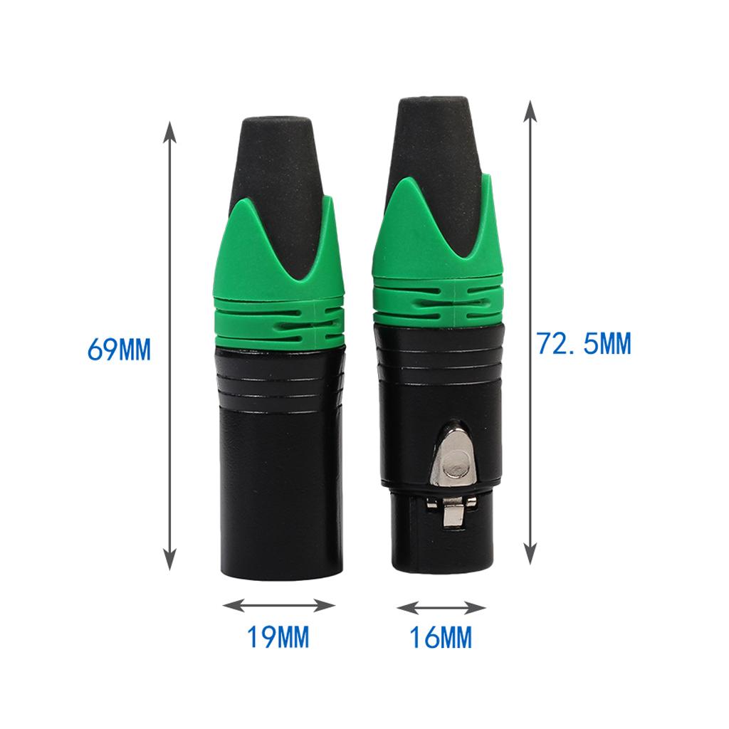 3 Pin XLR Connectors Male and Female Microphone Mic Cable Adapter Green