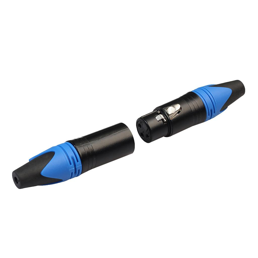 3 Pin XLR Connectors Male and Female Microphone Mic Cable Adapter Blue