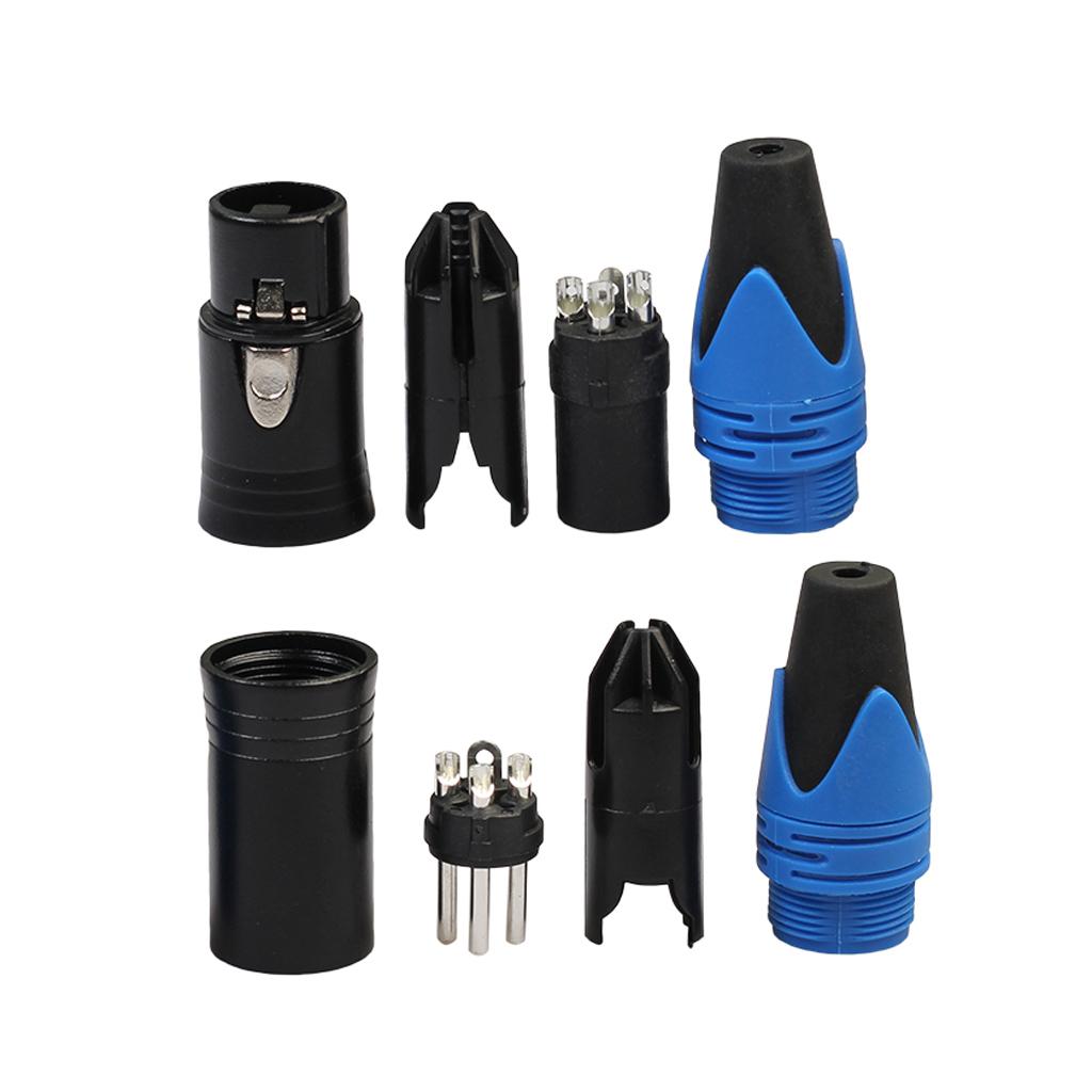 3 Pin XLR Connectors Male and Female Microphone Mic Cable Adapter Blue