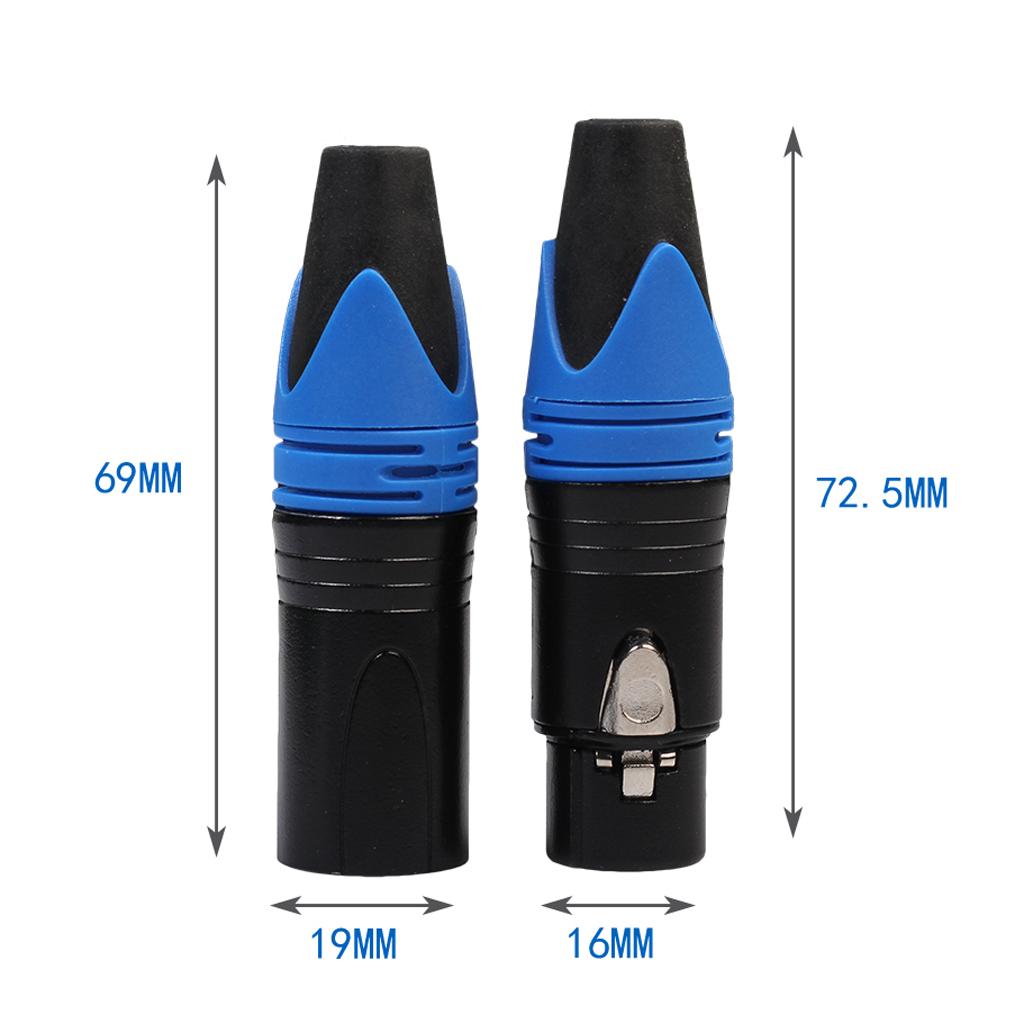 3 Pin XLR Connectors Male and Female Microphone Mic Cable Adapter Blue
