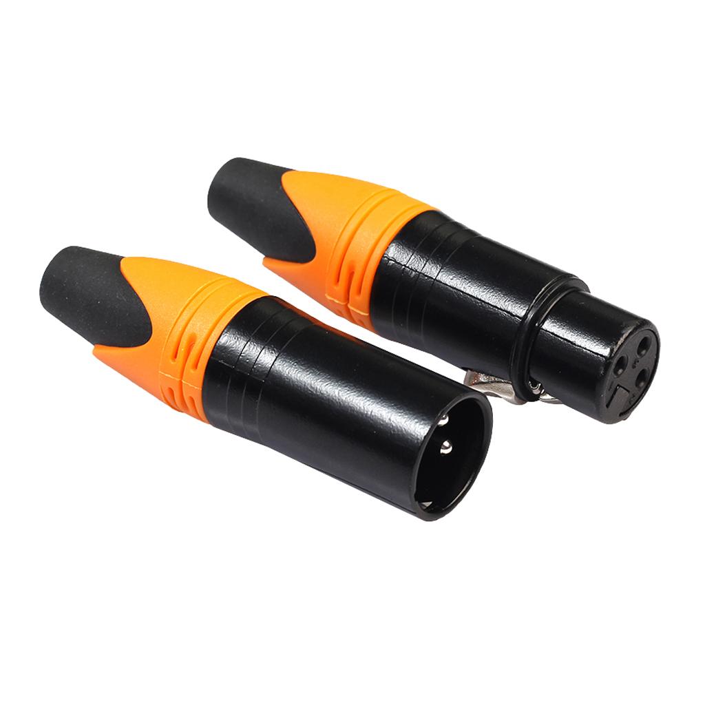 3 Pin XLR Connectors Male and Female Microphone Mic Cable Adapter Orange