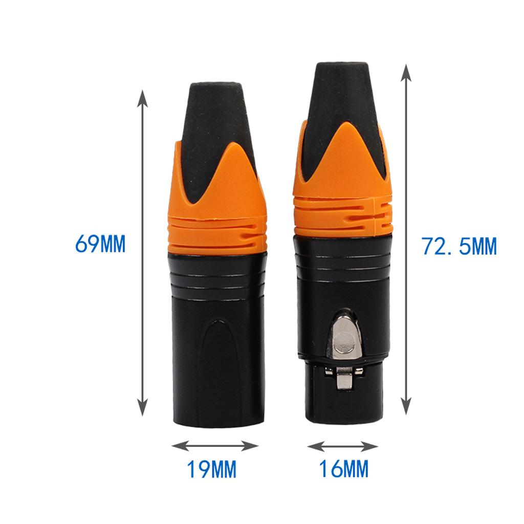 3 Pin XLR Connectors Male and Female Microphone Mic Cable Adapter Orange
