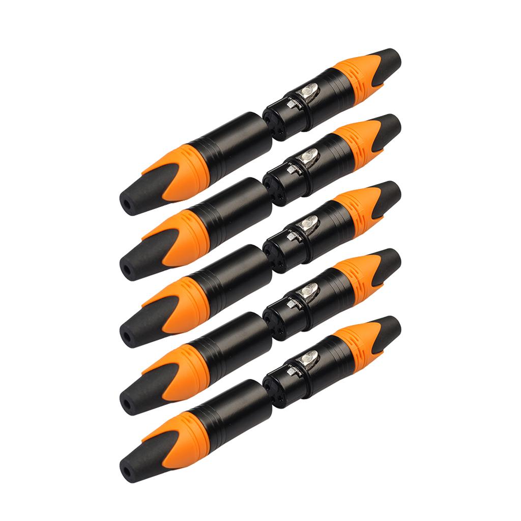 3 Pin XLR Connectors Male and Female Microphone Mic Cable Adapter Orange