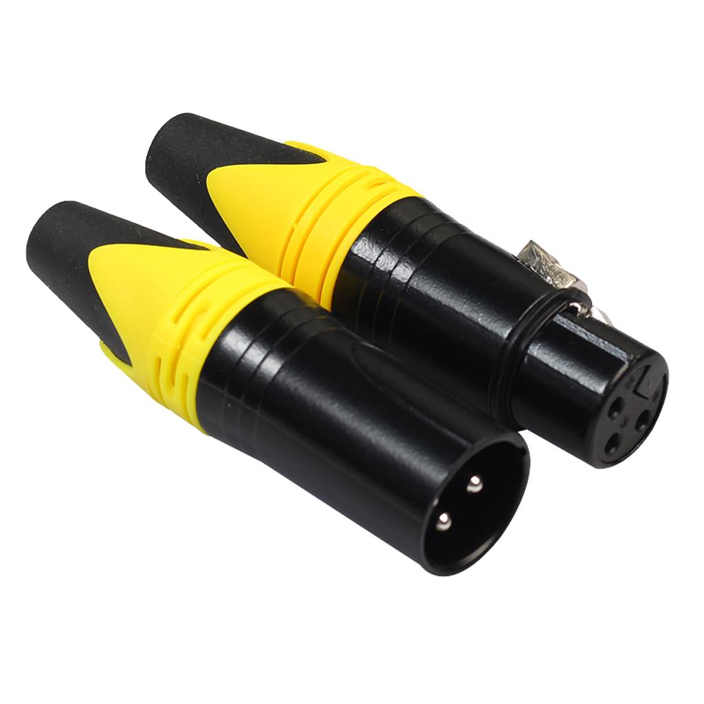 3 Pin XLR Connectors Male and Female Microphone Mic Cable Adapter Yellow