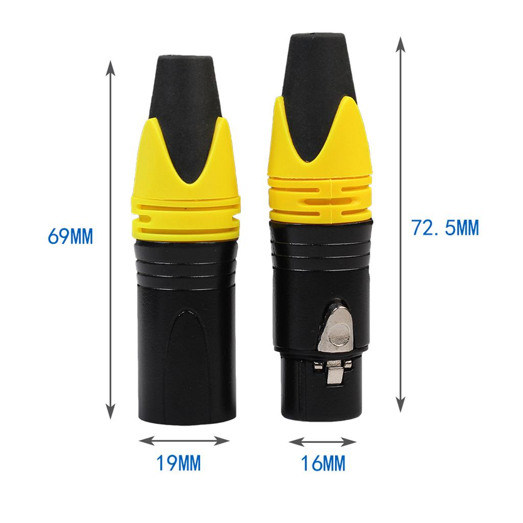 3 Pin XLR Connectors Male and Female Microphone Mic Cable Adapter Yellow